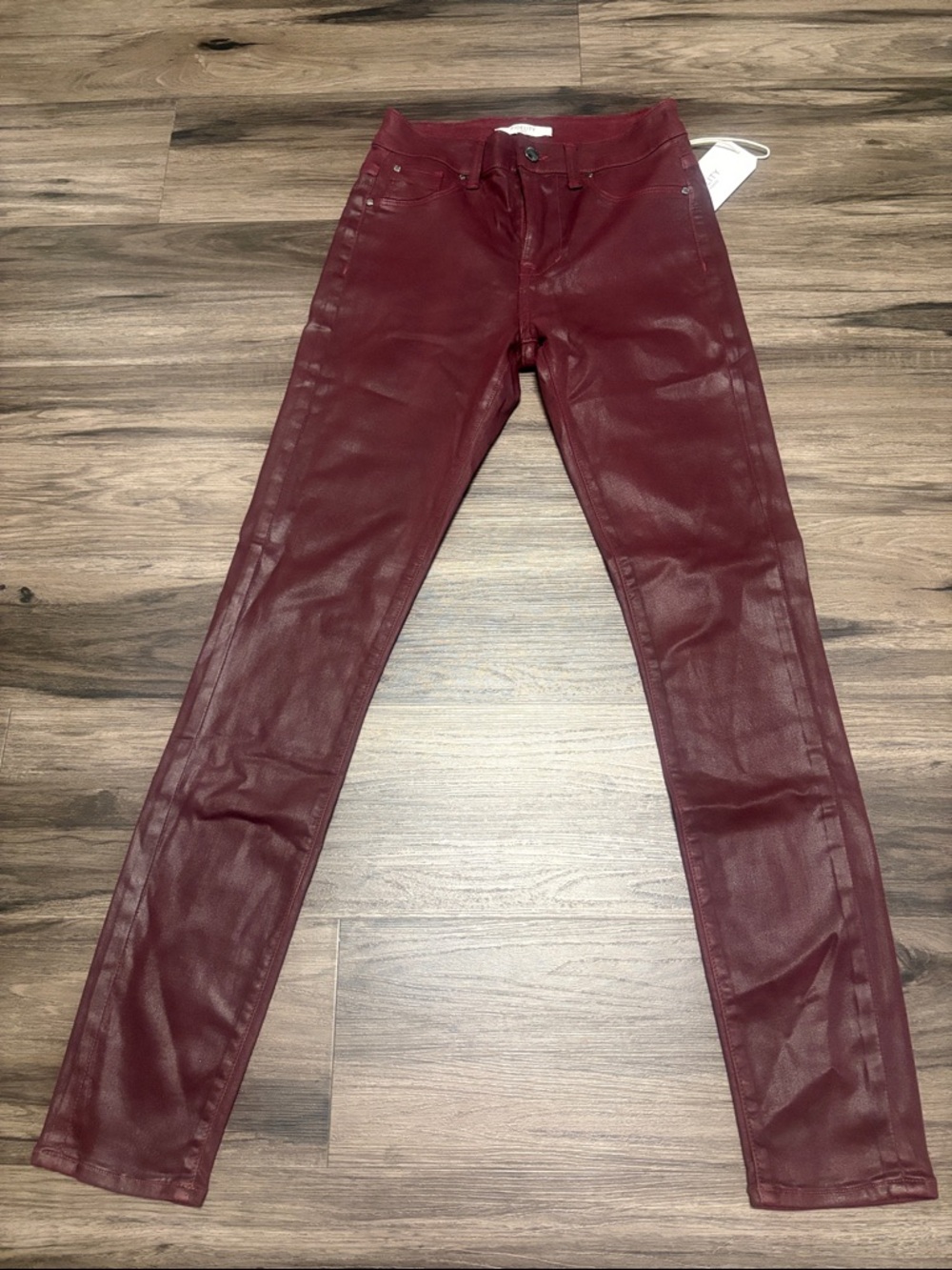 Fidelity Women’s Faux Leather Skinny Jeans - Burgundy Wine
